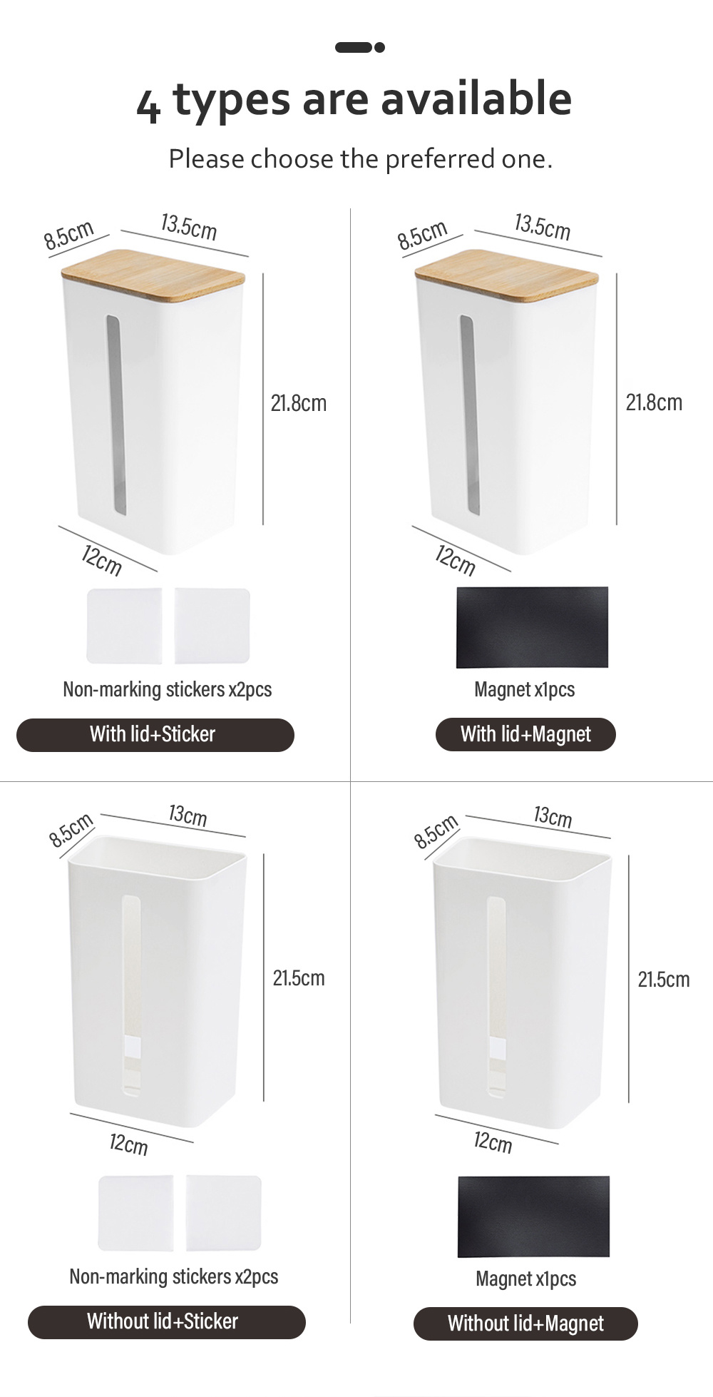 Wall Mounted Tissue Holder ABS Wipes Napkin Storage Box-6